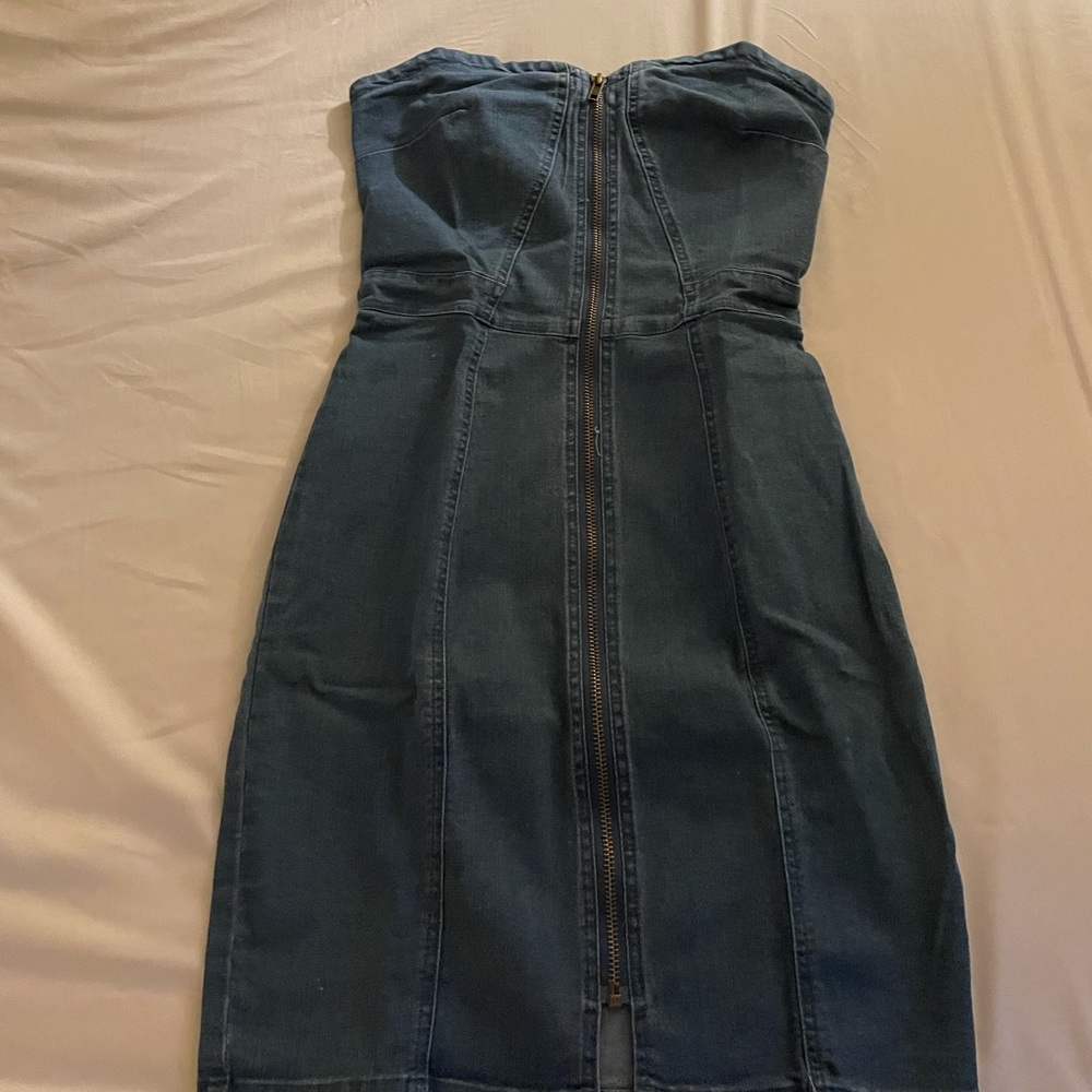 Denim stretch Zip up Dress
